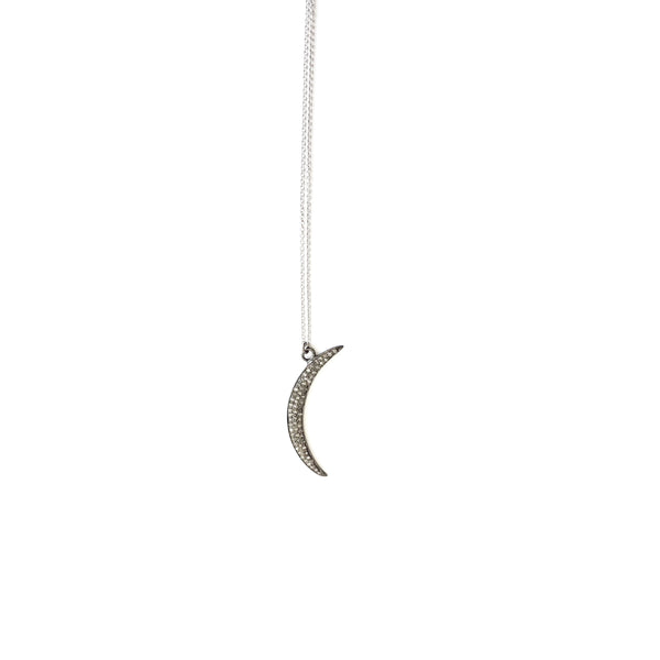 Pave Diamonds Crescent Moon
