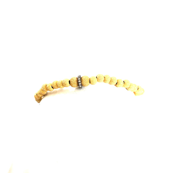 Textured Gold Bracelet With Diamonds