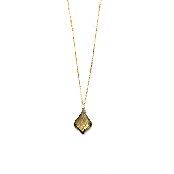 10k Gold Whisky Quartz Pendant