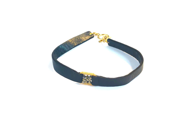Black Silverite Leather Bracelet