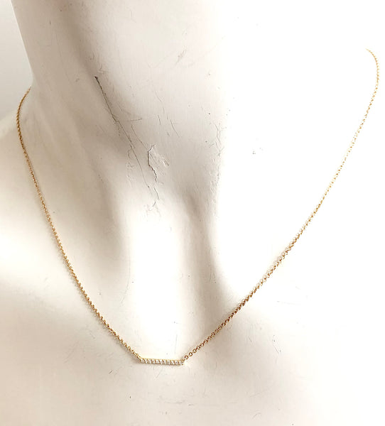 14k Gold Pave Diamond Bar