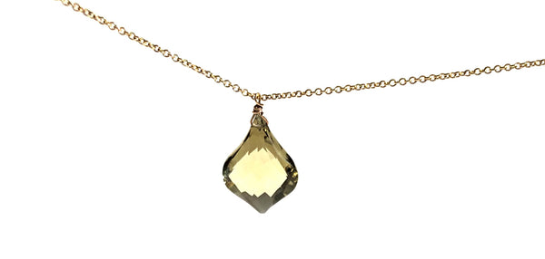 10k Gold Whisky Quartz Pendant